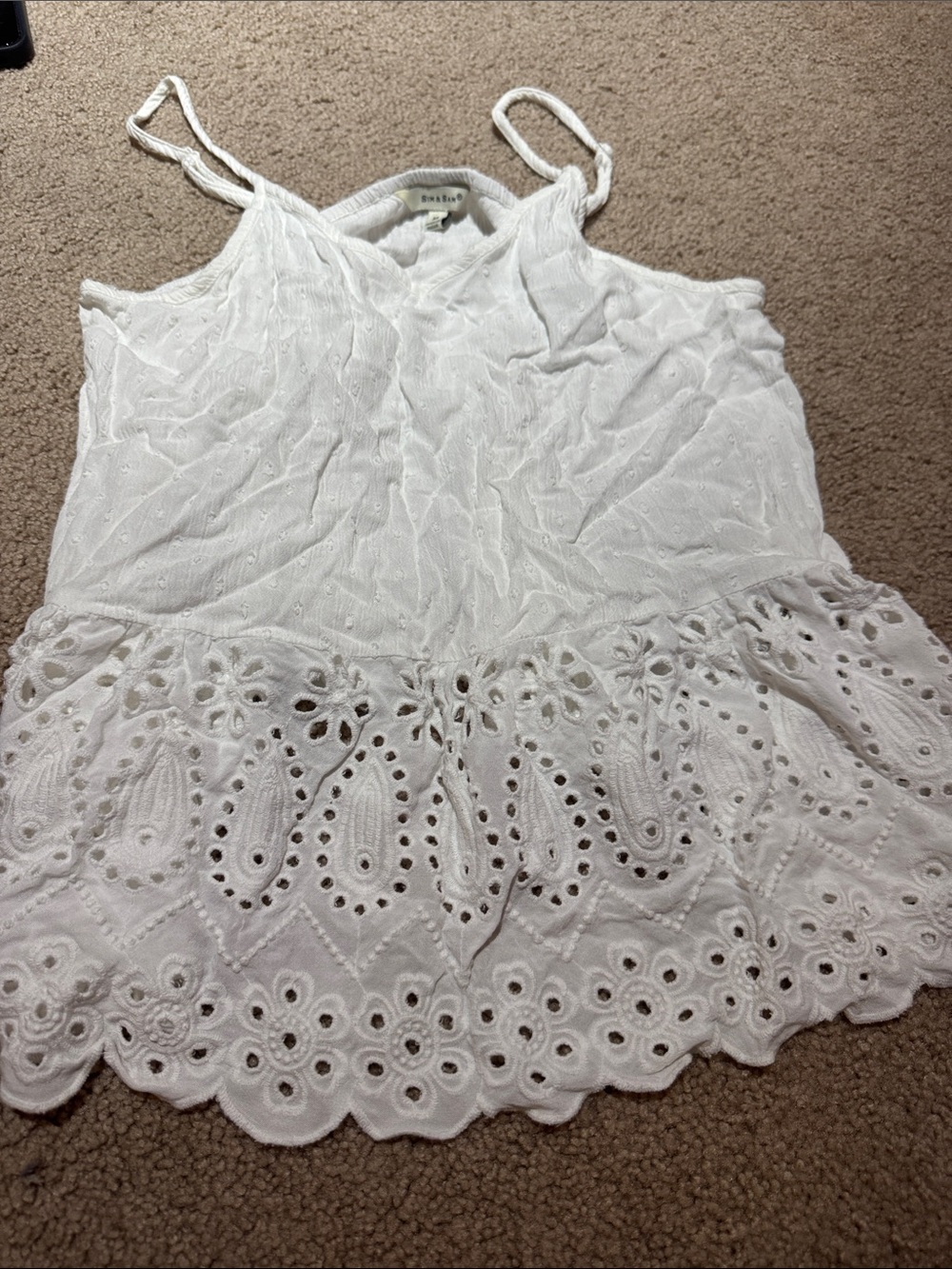Bella Dahl White Eyelet Crochet Trim Camisole